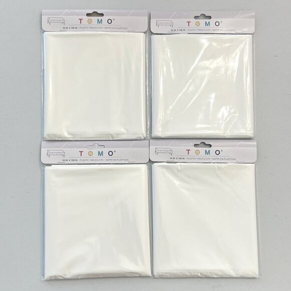 Set of 4 Brand New Large 54" x 108" Rectangular White Plastic Tablecloths! - Picture 1 of 16